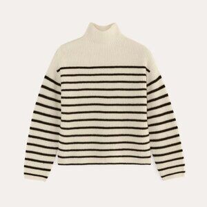 Everlane The Fisherman Turtleneck in Wool Cashmere Striped